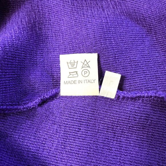 Italian Merino Wool Cardigan Sweater Womens Large Purple Buttons Sara Meghnagi - Picture 6 of 13